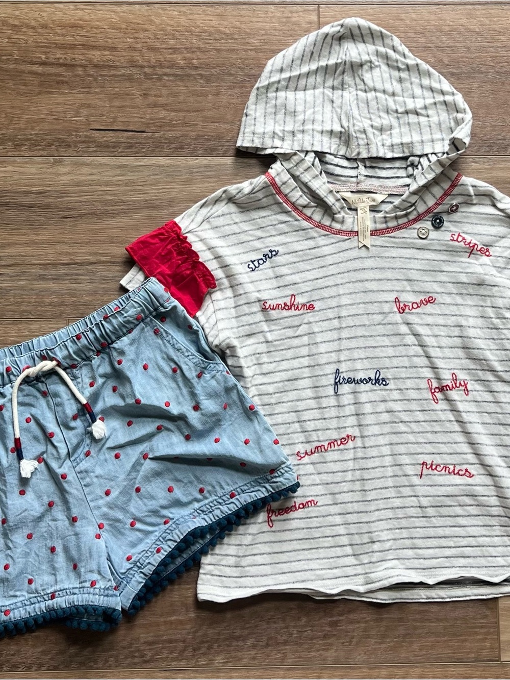 Matilda Jane Shorts and Striped Hoodie Set Girls sizes 8/10